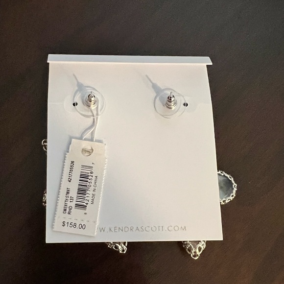 Kendra Scott Gwenyth Silver Statement Earrings In Ivory Mix - Picture 2 of 2